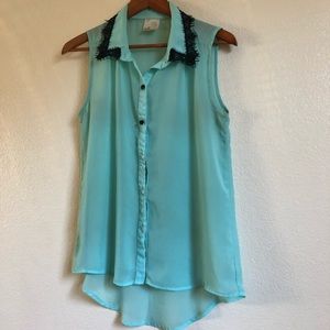 Mint button up dressy tank